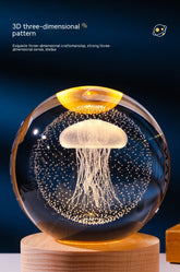 3D Warm Light Inner Carving Solid Wood Desktop Small Night Lamp Crystal Ball Decoration